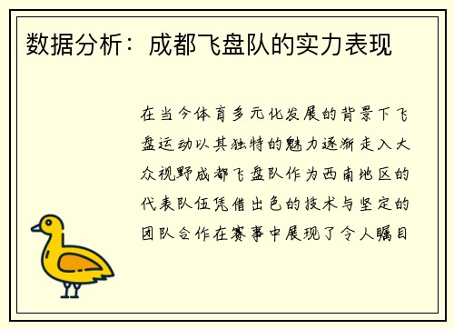 数据分析：成都飞盘队的实力表现