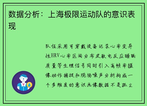 数据分析：上海极限运动队的意识表现